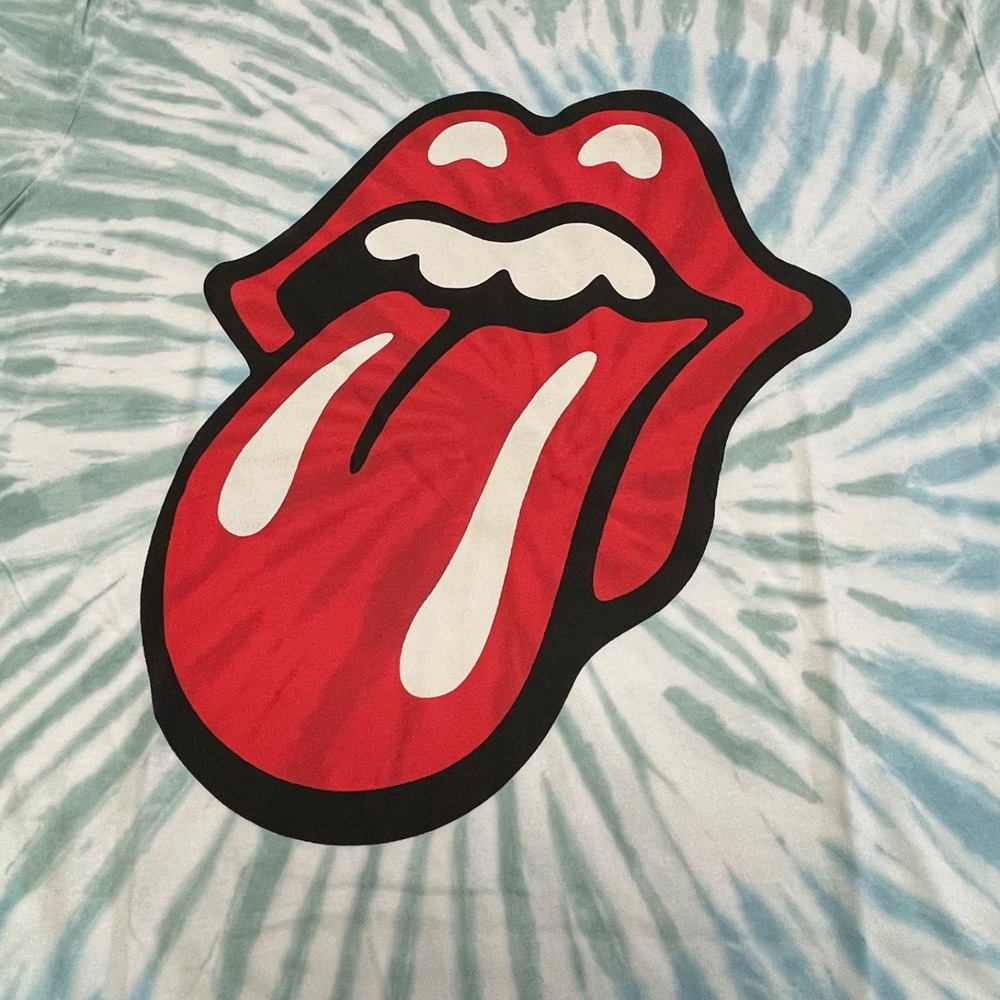 Lucky Brand Men's Rolling Stones Tongue Logo Blue Tie-Dye T-Shirt Size L NWT